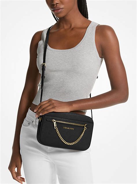 michael michael kors jet set travel saffiano leather crossbody|Michael Kors saffiano large.